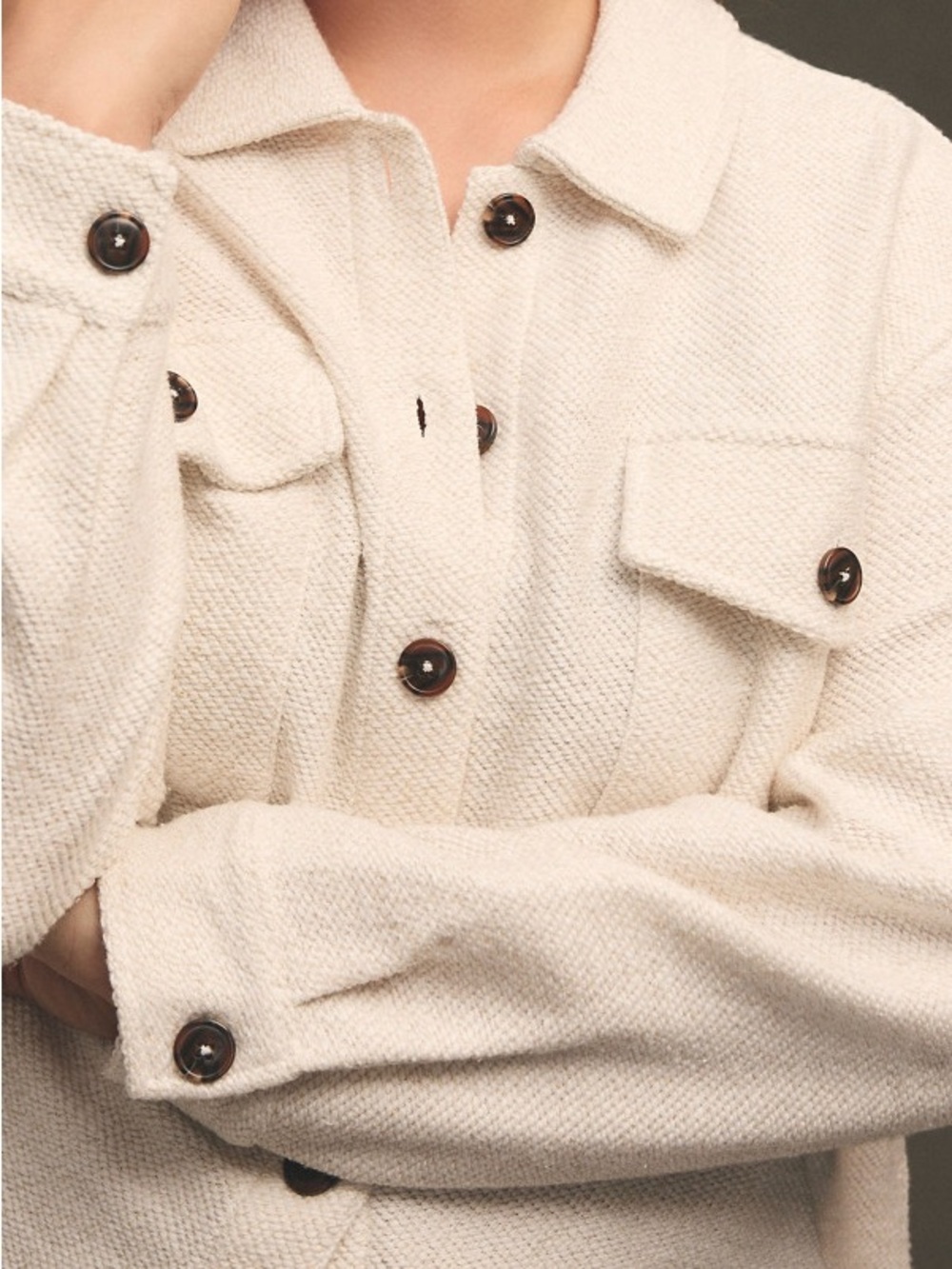 anthropologie x sanctuary terra knit shacket in cream